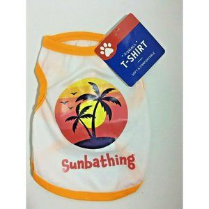 X-Small Pet Dog Cat T-Shirt Sunbathing With Tropical Island Picture NEW 21PT001